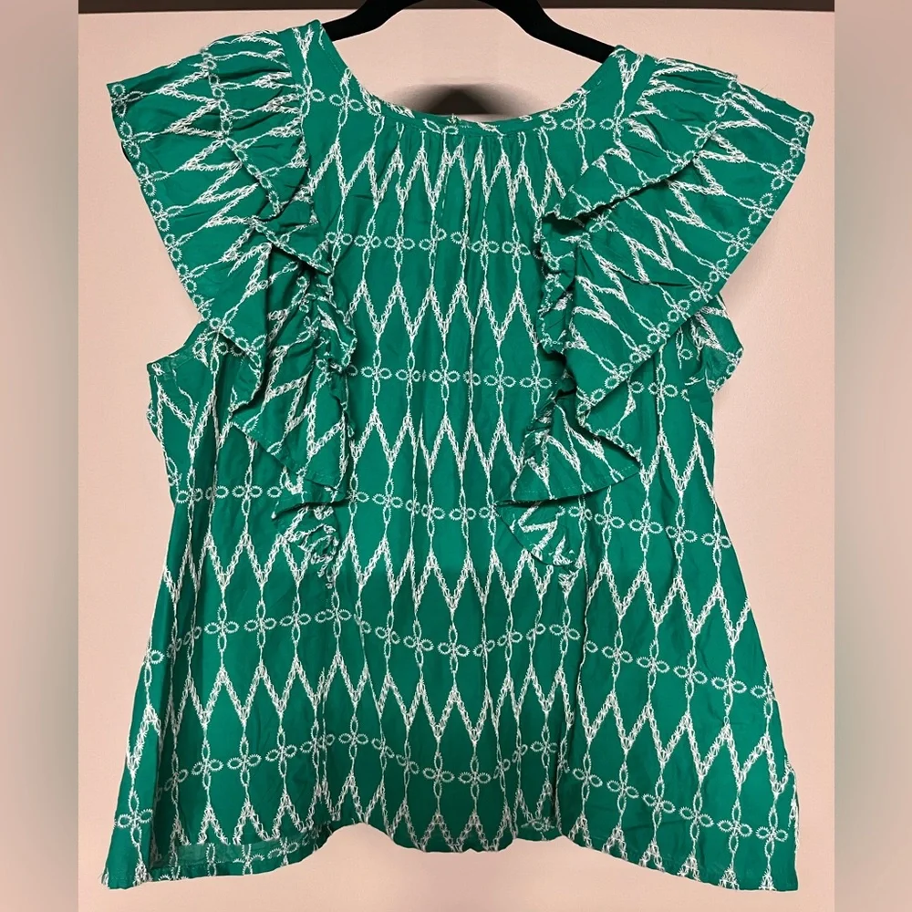 Universal Thread Green Ruffle Eyelet Blouse - Picture 1 of 8